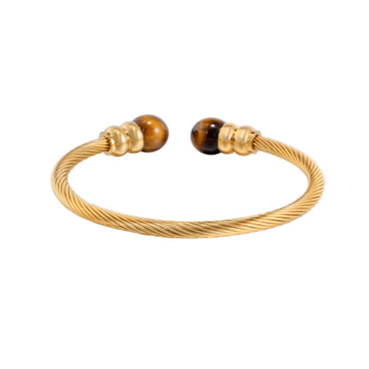 Personalized Titanium Steel Twist 18K Gold Bracelet – view 5