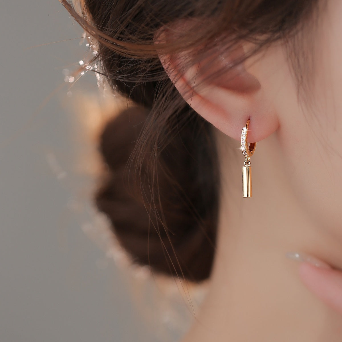 Cylindrical Geometric Niche Light-luxury Ear Clips – view 5