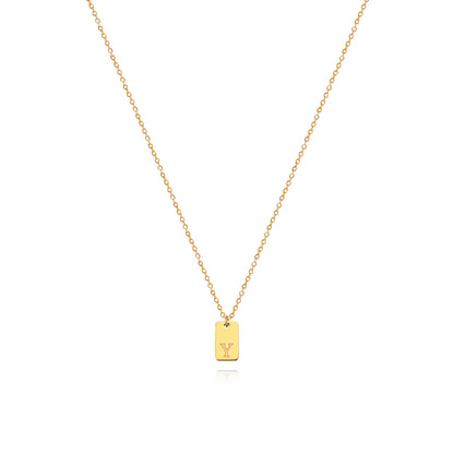 Stainless Steel Simple 26 Letter Tag Pendant Necklace – view 26