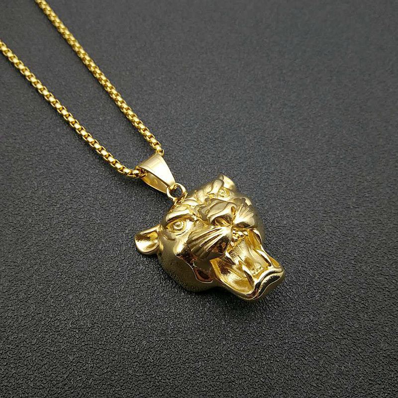 Stainless Steel Gold-plated Lion Head Pendant Necklace – view 5