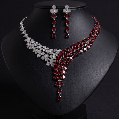 Coloured statement necklace and matching earrings set — product photo