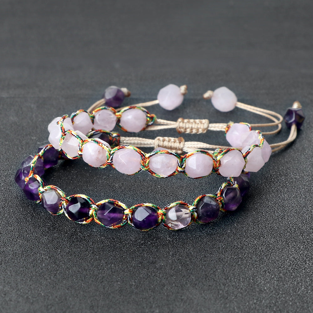 Creative Spaced Diamond-Cut Braided Bracelet