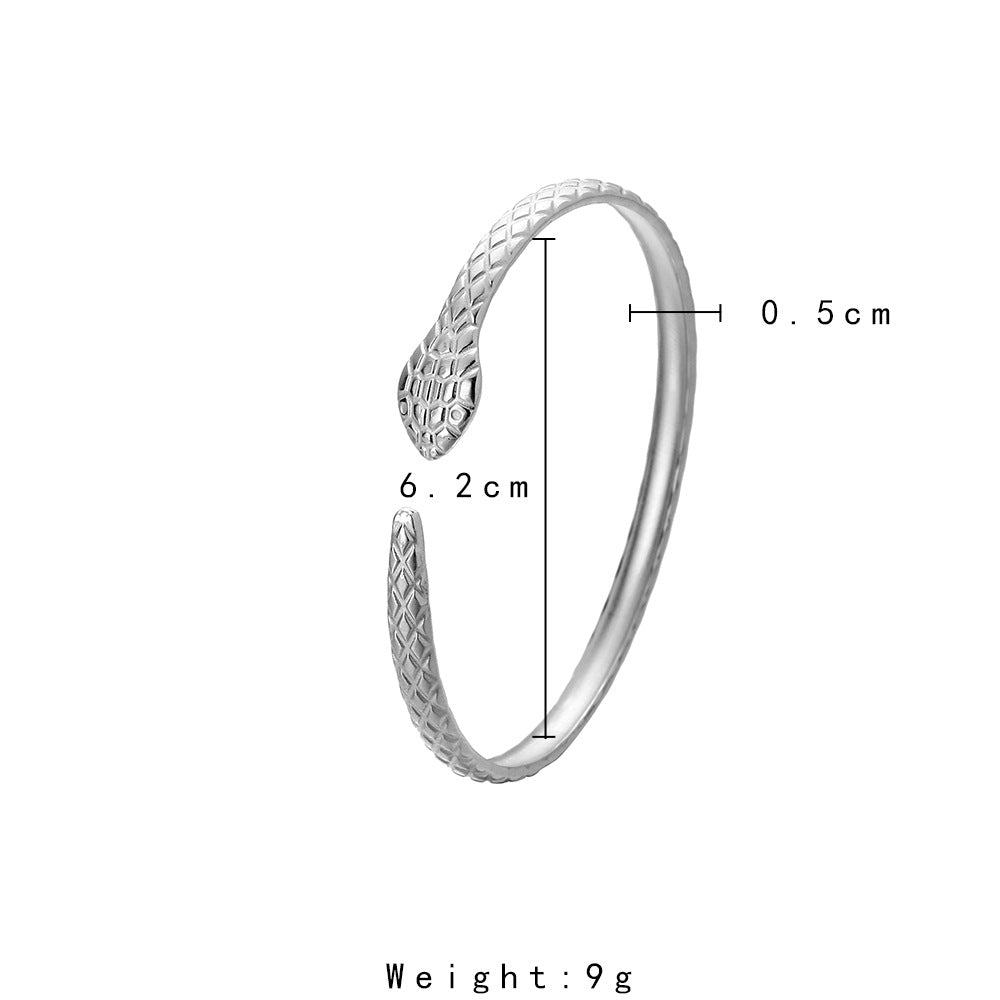 Engraved Snake Bracelet Stainless Steel Vacuum Gold Plating – view 2