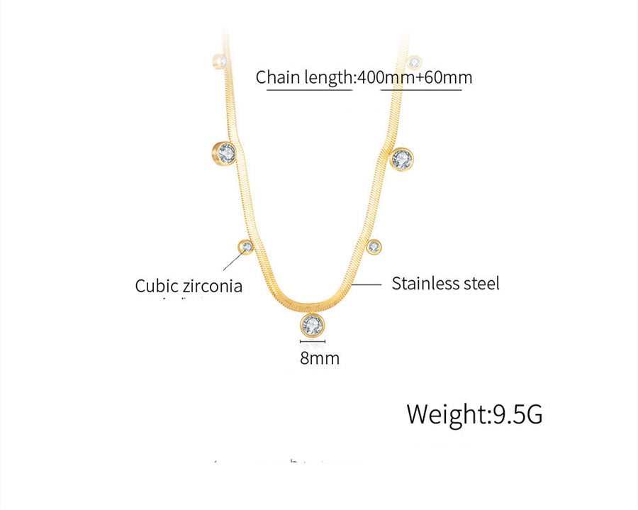 Gold Plated Snake Bone Chain Necklace – Titanium Steel – view 5
