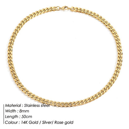Stainless Steel Necklace 14K Gold Plated Cuban Chain Clavicle Chain – view 13