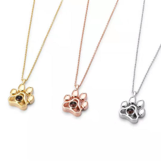 Projection Pendant Titanium Steel Necklace Dog Tag Paw Print