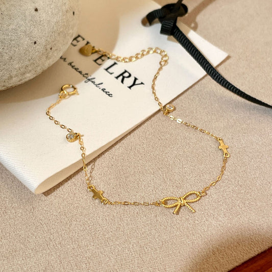 S925 Sterling Silver 18K Gold-plated Bow Bracelet For Women