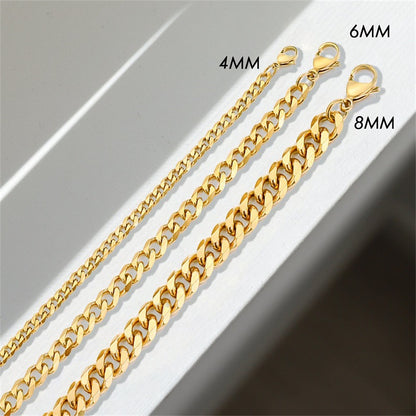 Stainless Steel Necklace 14K Gold Plated Cuban Chain Clavicle Chain – view 3