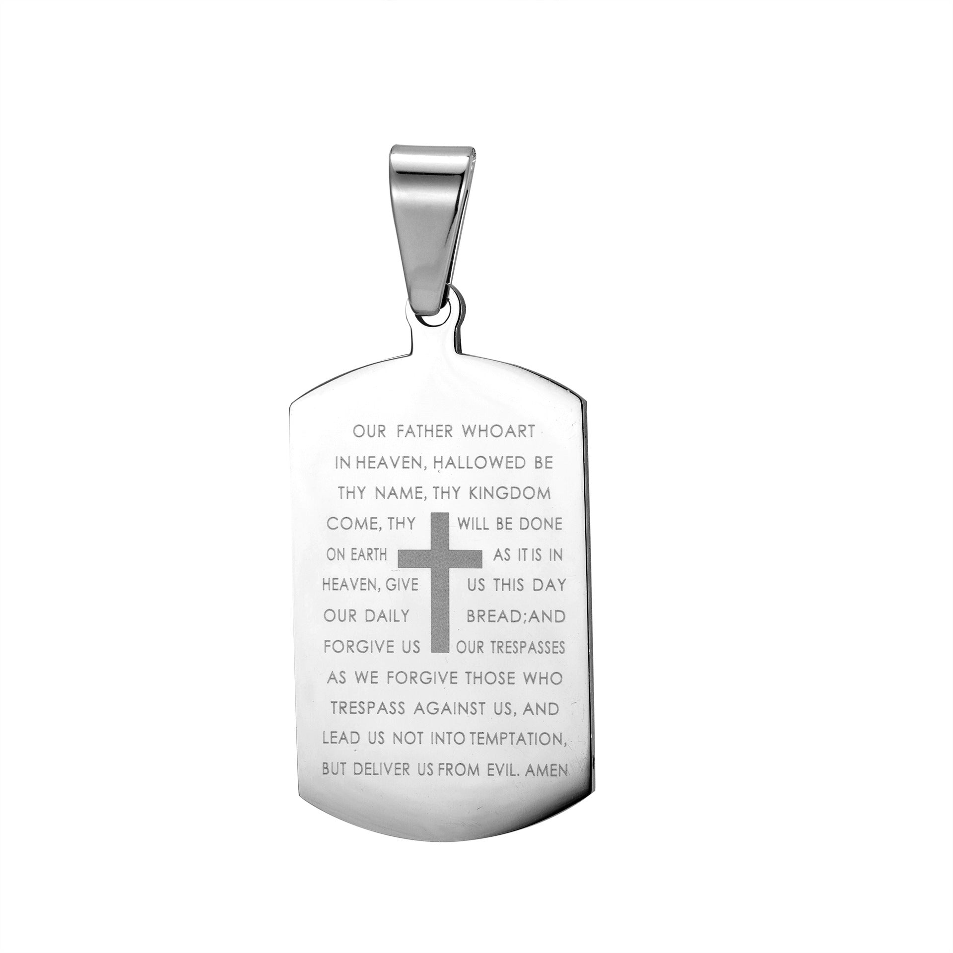 Stainless Steel Bible Cross Dog Tag Pendant Necklace – view 6