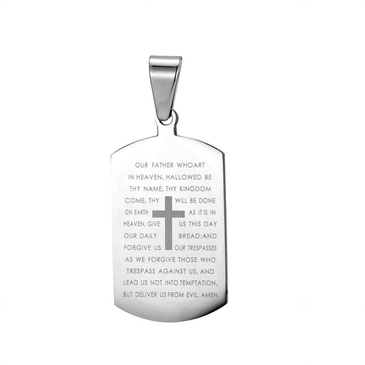 Stainless Steel Bible Cross Dog Tag Pendant Necklace – view 6