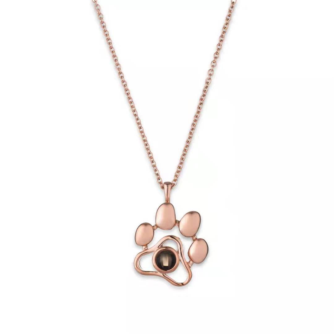 Projection Pendant Titanium Steel Necklace Dog Tag Paw Print – view 2