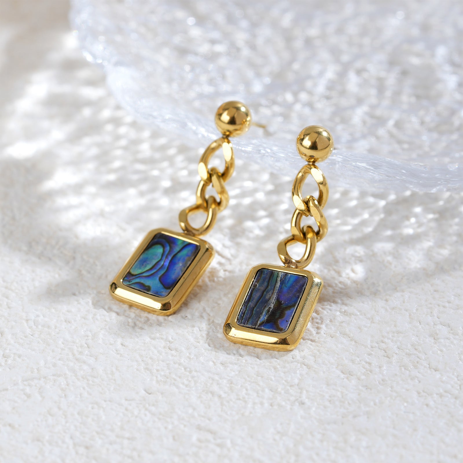 Affordable Luxury Abalone Shell Shaped Earrings With A Chain