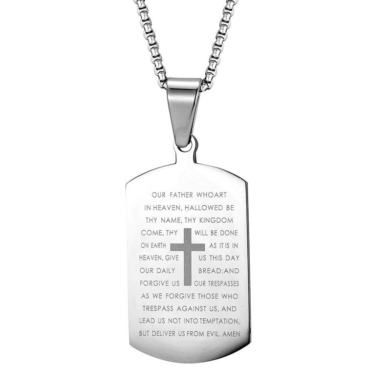 Stainless Steel Bible Cross Dog Tag Pendant Necklace – view 8