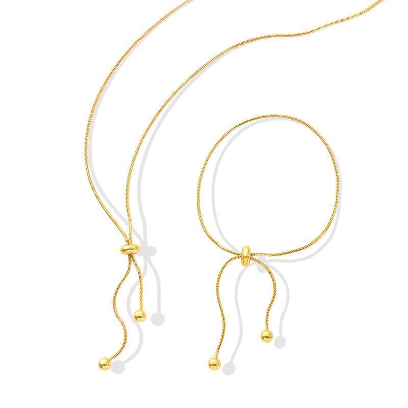 Women's Snake Chain Necklace & Bracelet Set – 18K Gold Titanium – view 4