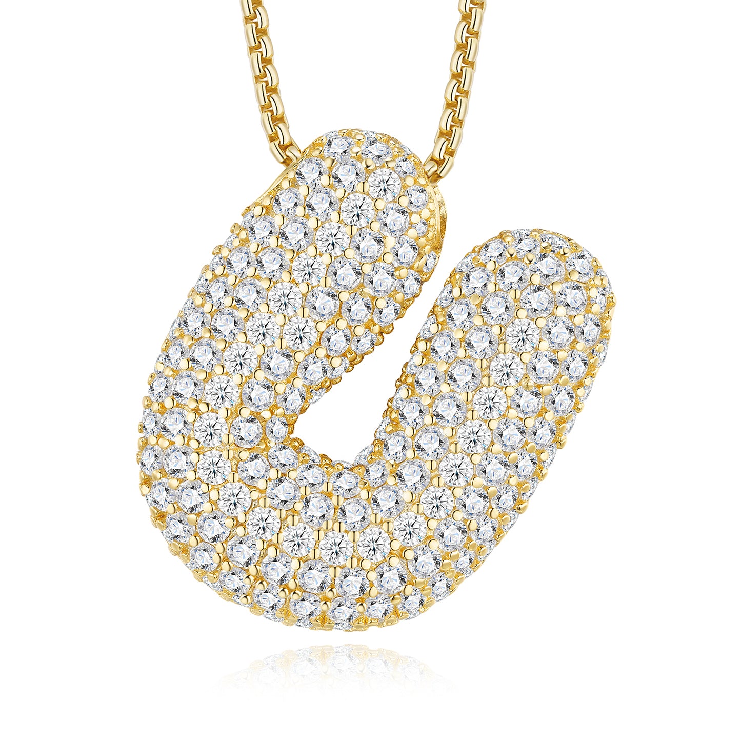 Bubble Letter Initial Necklace 14.12g – S925 Gold, Moissanite A-Z