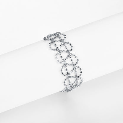 Hollow beaded adjustable ring in plated finish