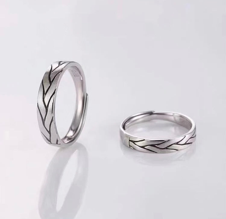 Vintage Engraved Promise Rings Set Of 2 – 990 Sterling Silver – view 2