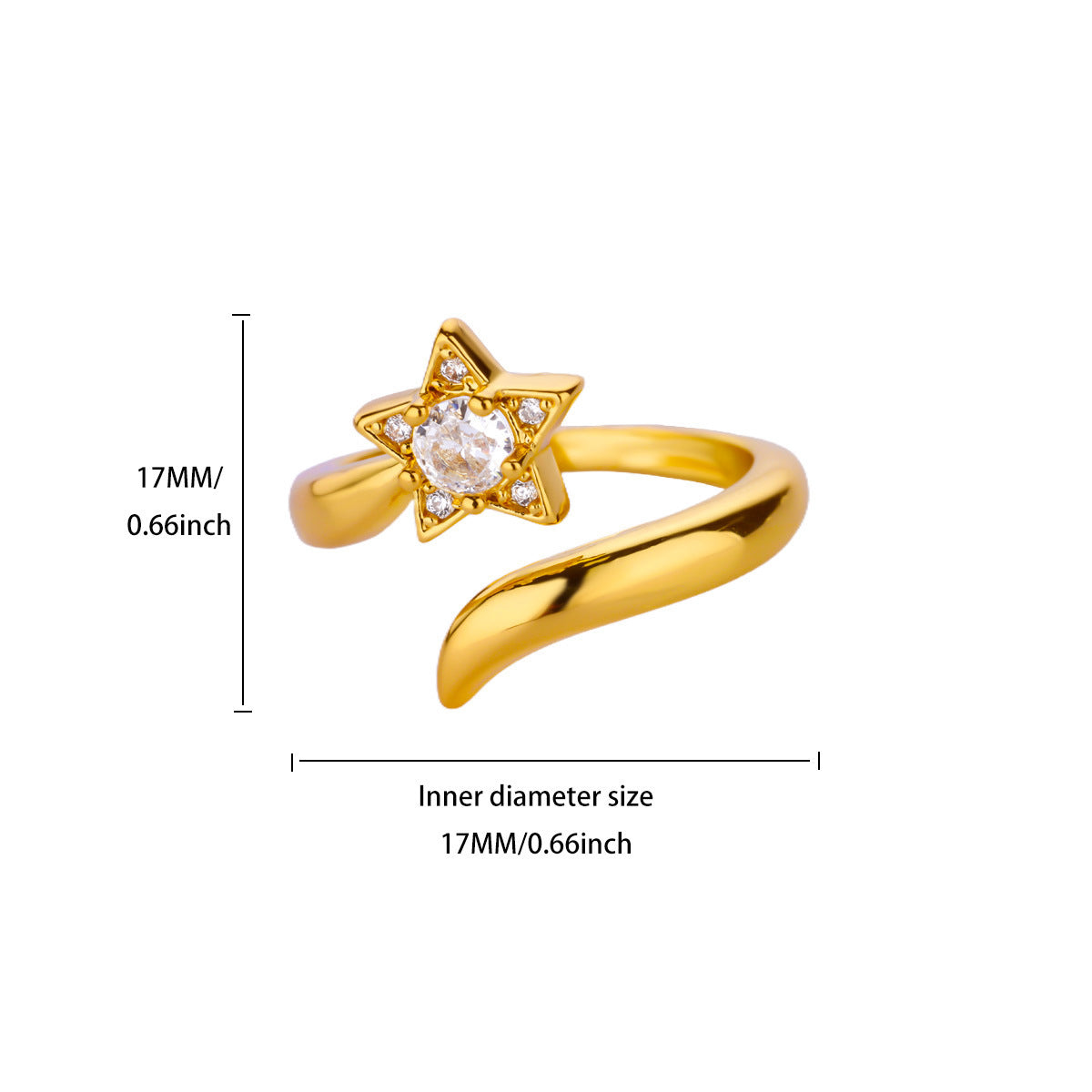 European Retro Heart Shaped Zircon Ring 18K Gold Plated Ladies Gift – view 2