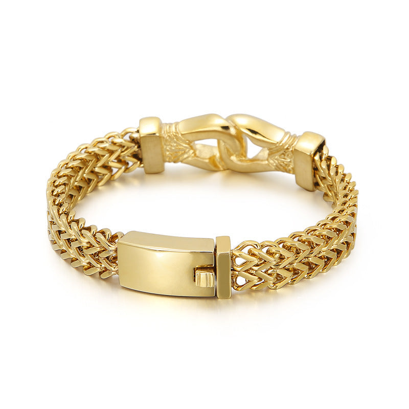 Mesh Link Chain Men's Bracelet – Gold Stainless Steel – view 2