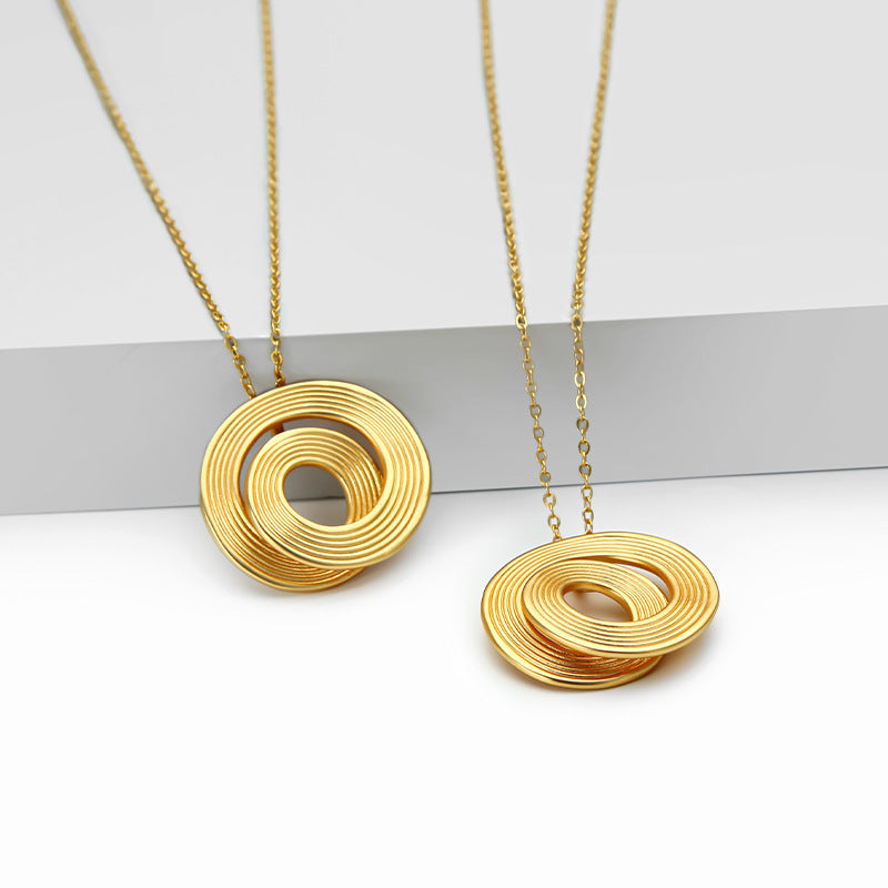 Circular Gold Pendant Necklace – Minimalist Designer Style – view 3