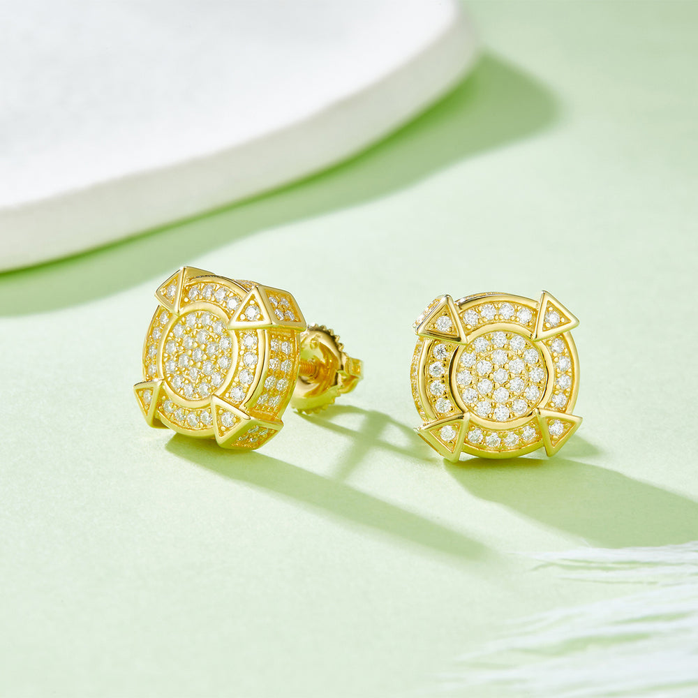 Moissanite geometric stud earrings with screw back – view 3