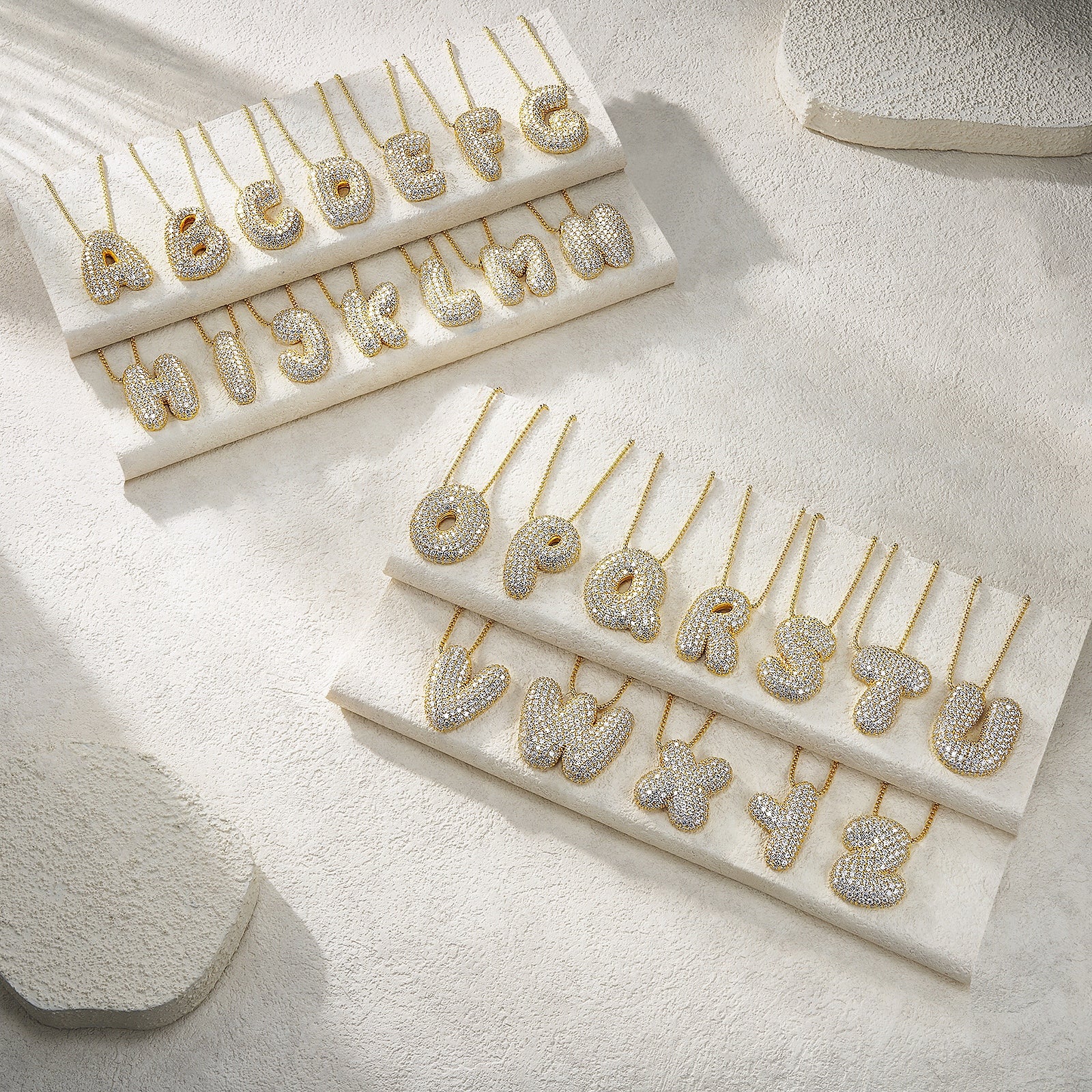 Bubble Letter Initial Necklace 13.4g – S925 Gold, Moissanite A-Z – view 2