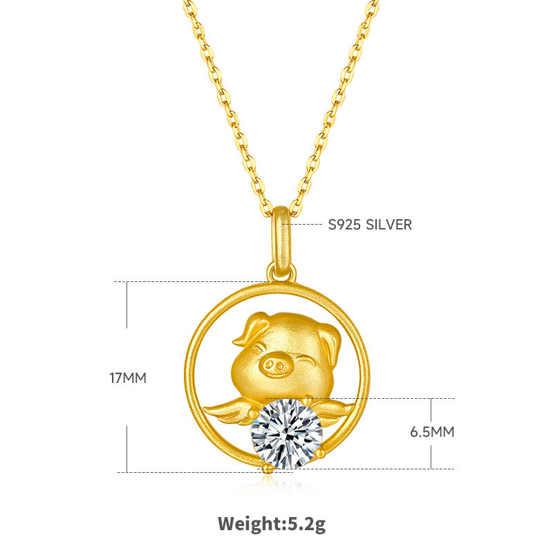 1ct Moissanite Chinese Zodiac Necklace – S925 Gold Plated – view 2
