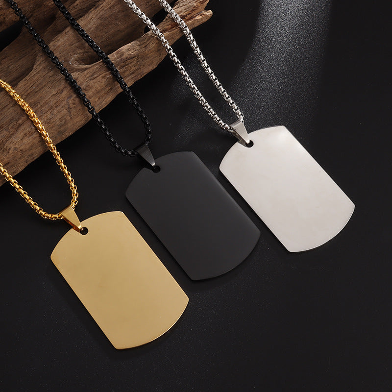 High Polished Stainless Steel Dog Tag Necklace