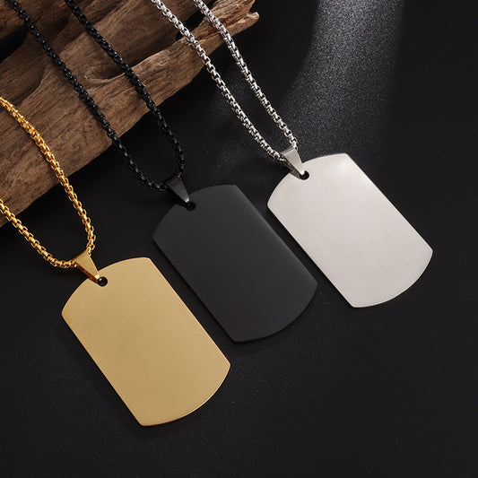 High Polished Stainless Steel Dog Tag Necklace