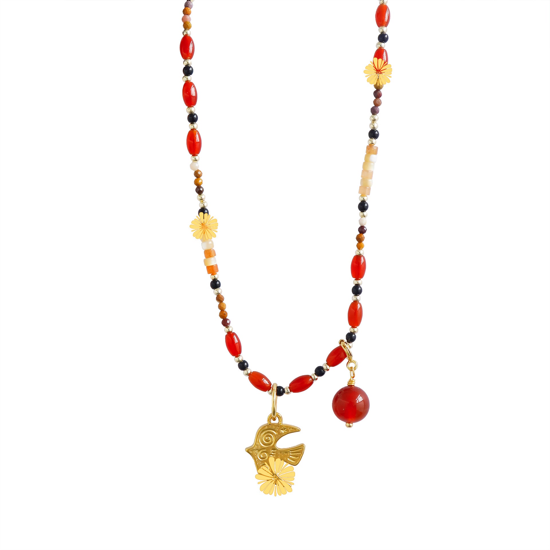 Bird Necklace With Natural Stone – Chinese Style Minimalist – view 5