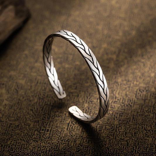 Twisted Branch Open Cuff Bangle – 925 Sterling Silver