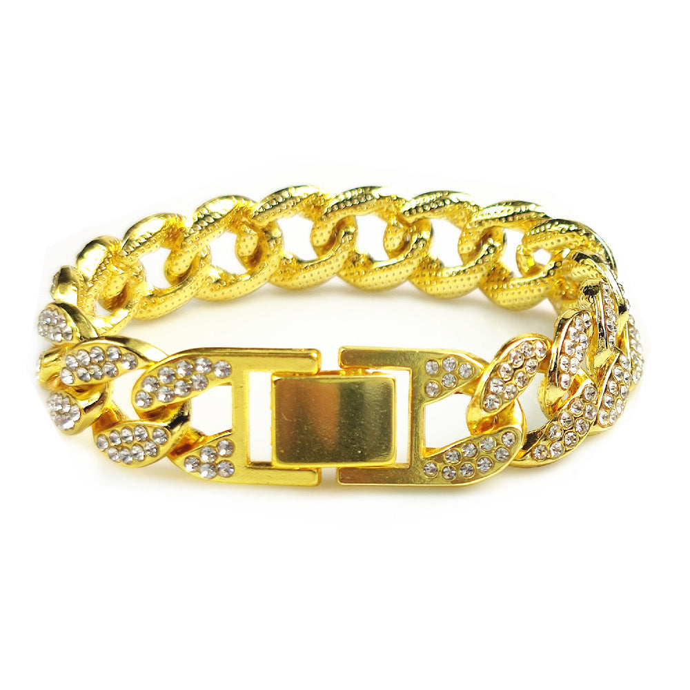18K Gold Necklace 15MM Flat Leaves Cuban Link Chain – view 4