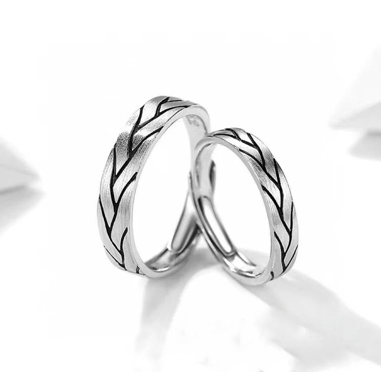 Vintage Engraved Promise Rings Set Of 2 – 990 Sterling Silver – view 3