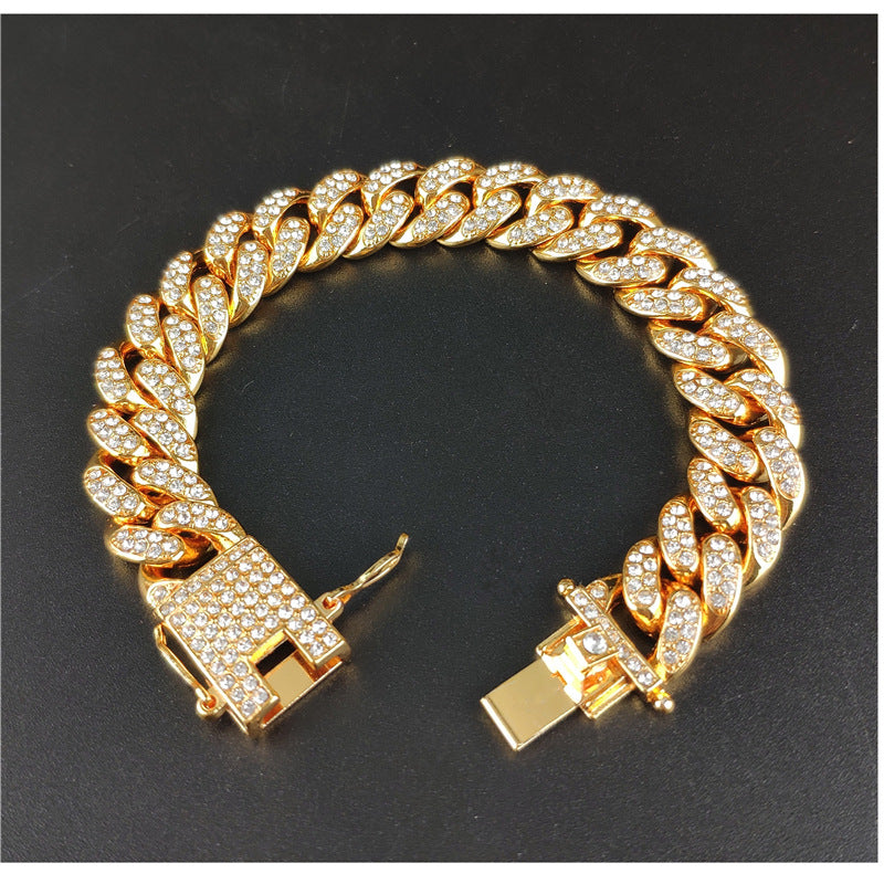 12.5mm Full Diamond Cuban Chain Necklace – Large Gold – view 23
