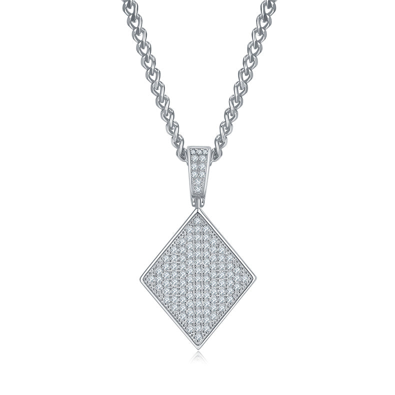 Moissanite Pave Diamond-Shape Pendant – S925 (No Chain)