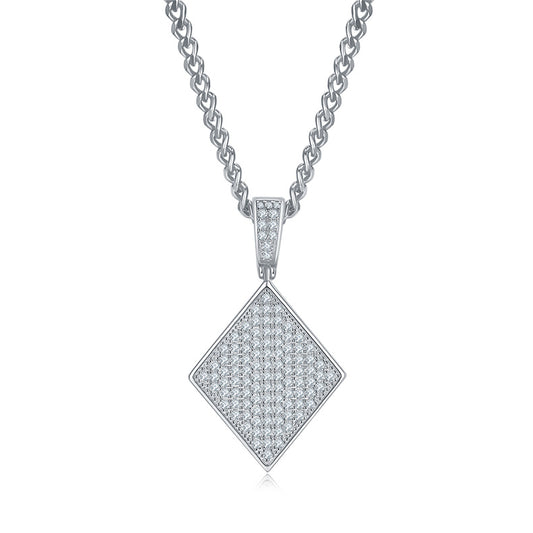 Moissanite Pave Diamond-Shape Pendant – S925 (No Chain)