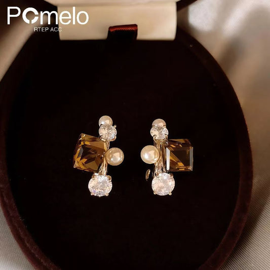 Coffee Curved Stud Earrings – Autumn Maillard Style