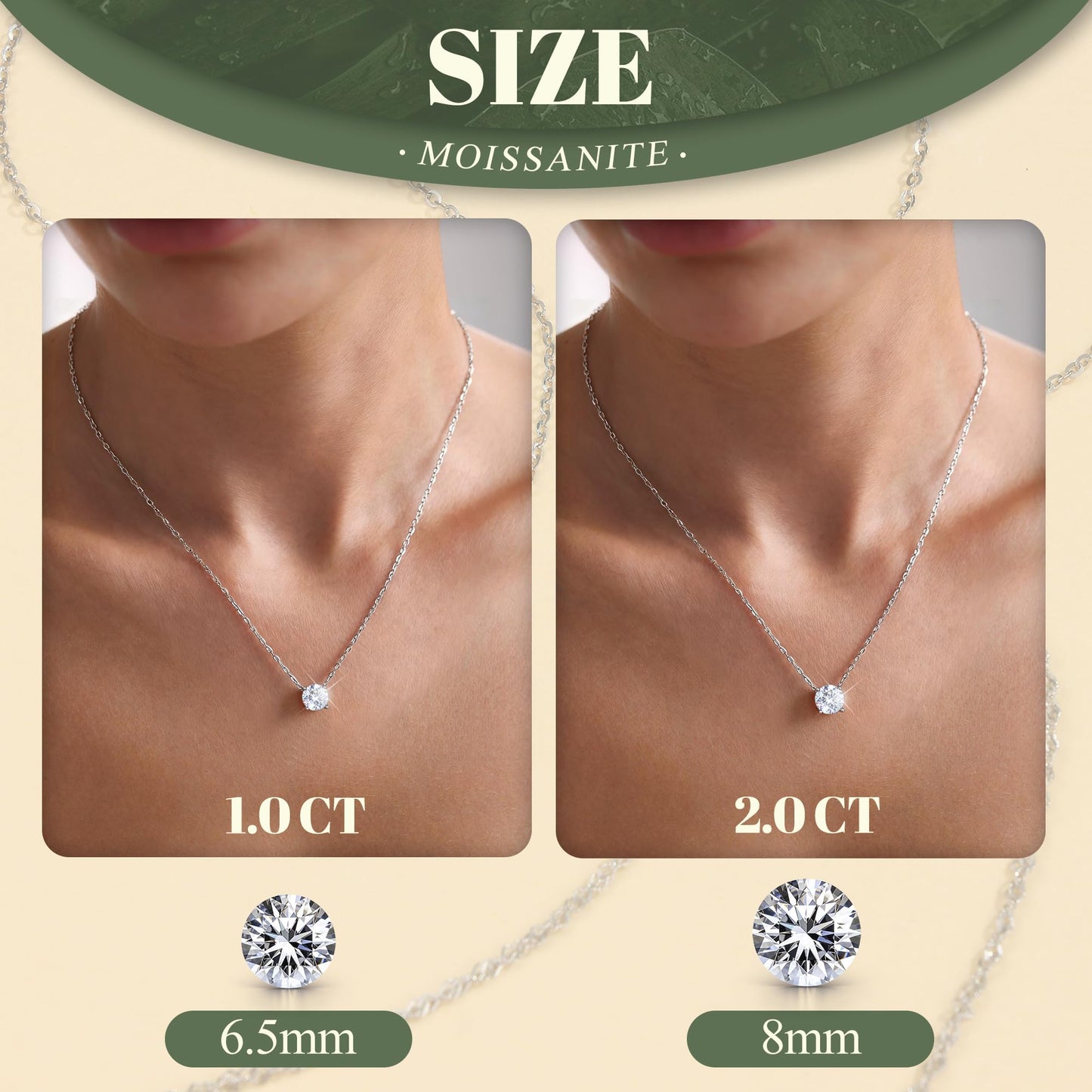 Moissanite Layered Choker Necklace – 925 Silver, White Gold Plated – view 4
