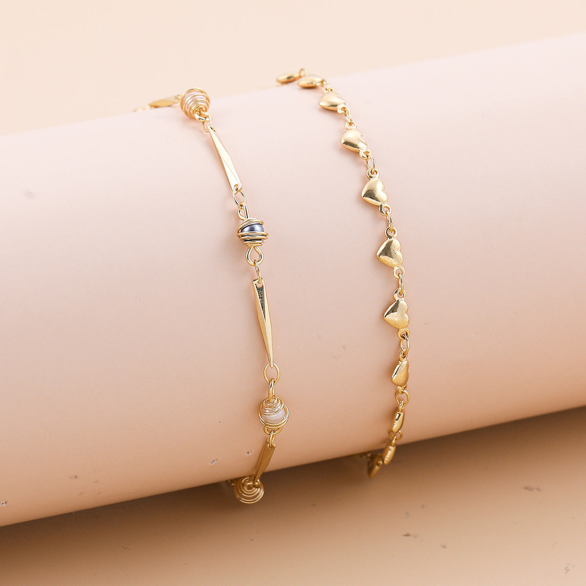 Bohemian-style Cross And Double-heart Multi-layer Anklet – view 12
