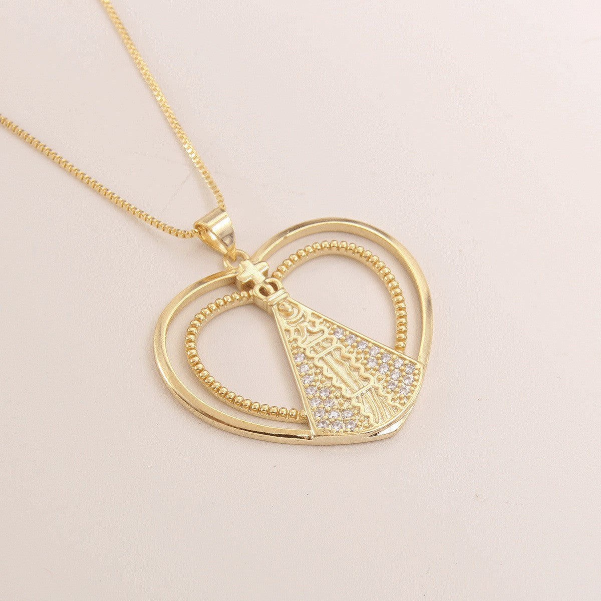 Trendy Religious Necklace – Madonna Cross Charm B