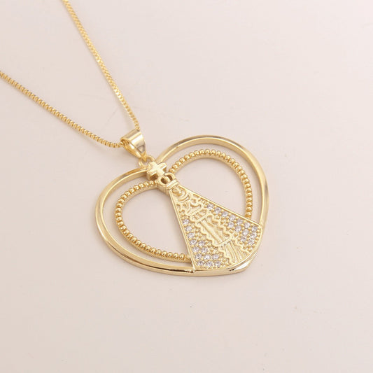Trendy Religious Necklace – Madonna Cross Charm B