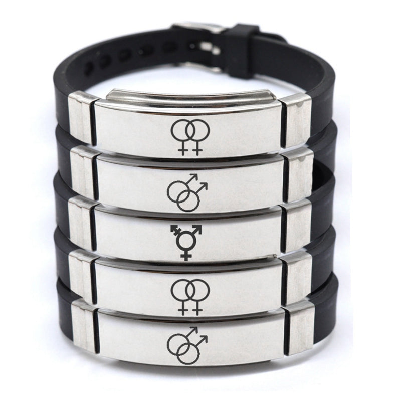 LGBT Pride Engraved ID Bracelet – Stainless Steel & Silicone
