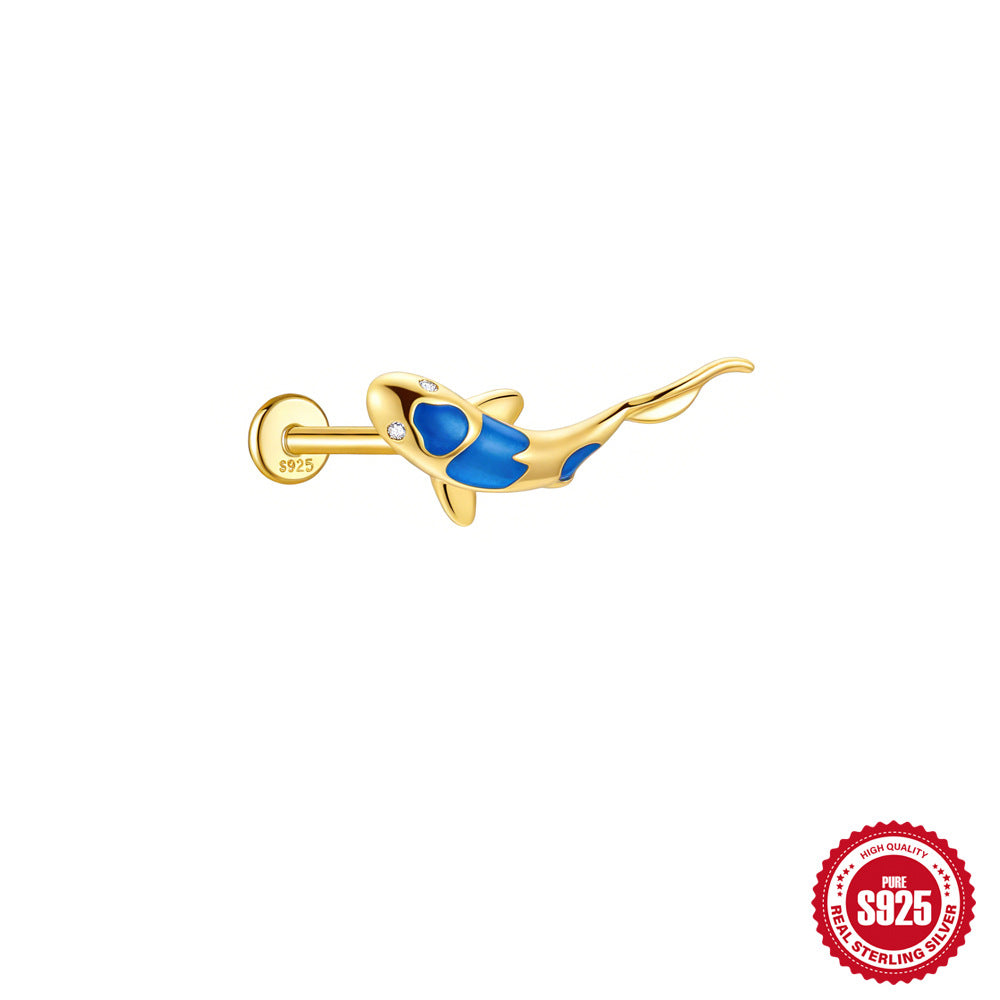 Koi Fish Helix Piercing Stud – S925 Sterling Silver – view 8