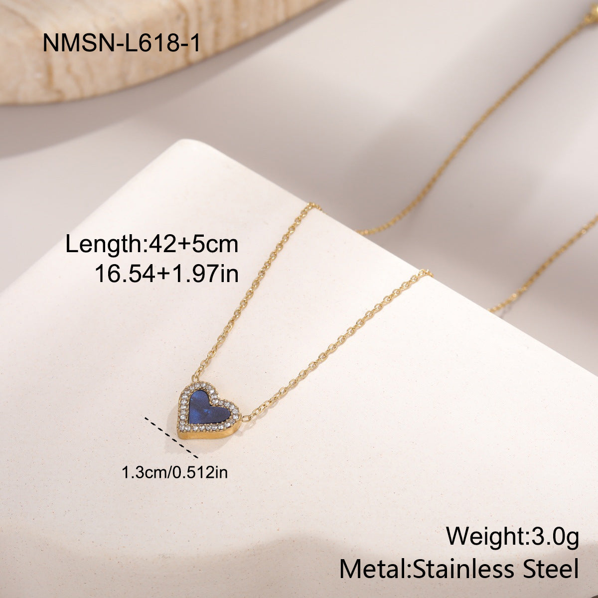 Heart Necklace – 18K Gold, Korean-Japanese Style – view 6