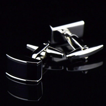 Curved Black Agate Cufflinks Cufflink – view 3