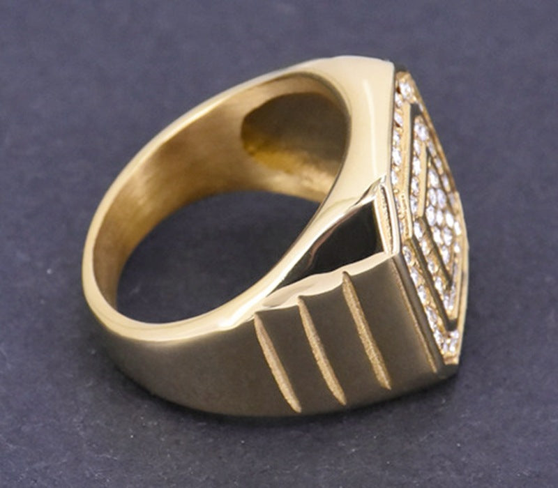 Hip-hop Punk INS Style Titanium Steel Gold-plated Ring Trendy Men – view 2