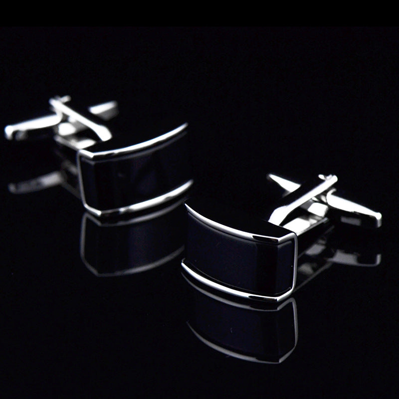 Curved Black Agate Cufflinks Cufflink – view 5