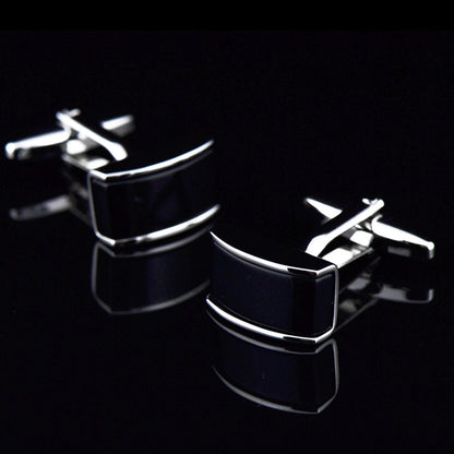 Curved Black Agate Cufflinks Cufflink – view 5