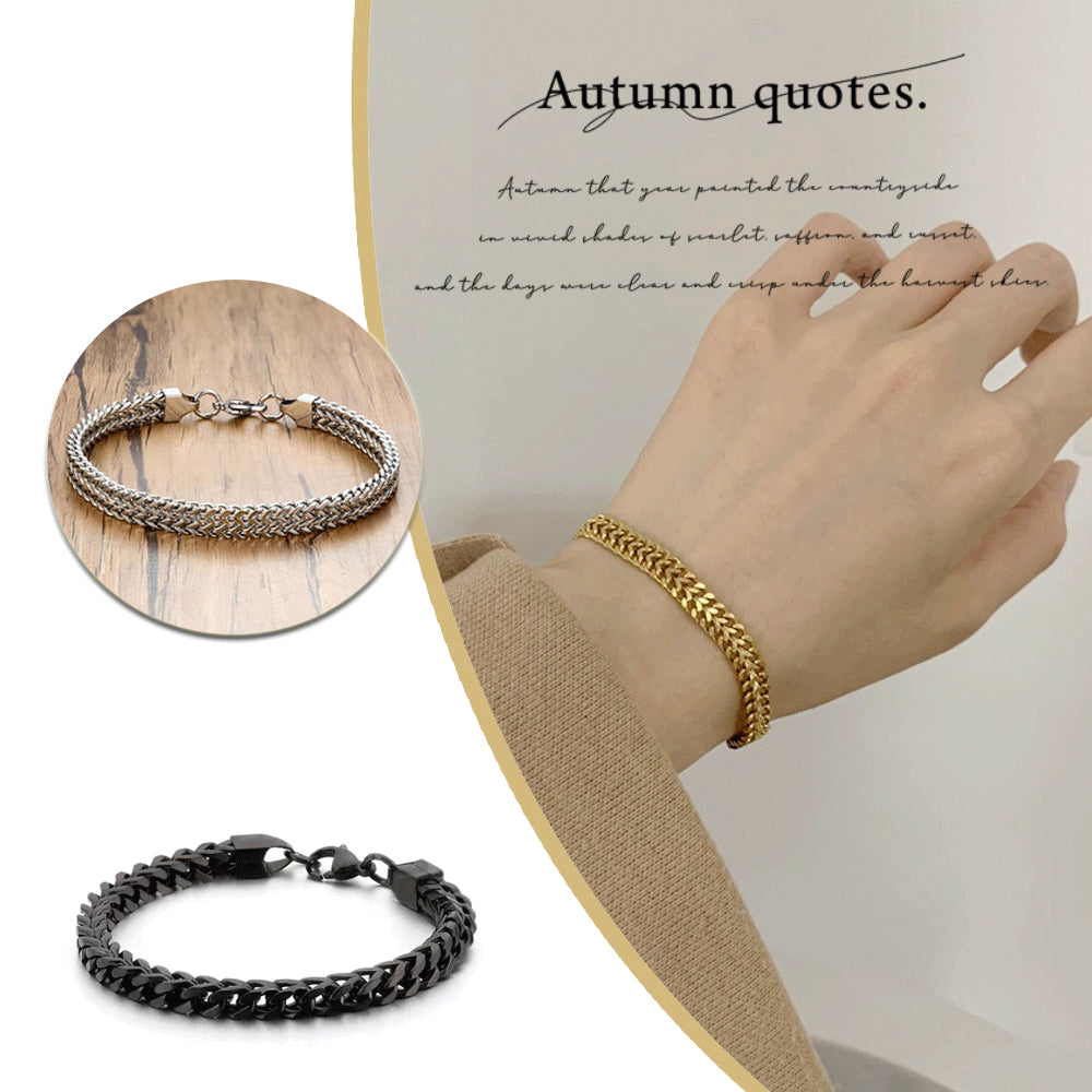 Thick Hemp Flower Chain Bracelet – 18K Gold Titanium Steel