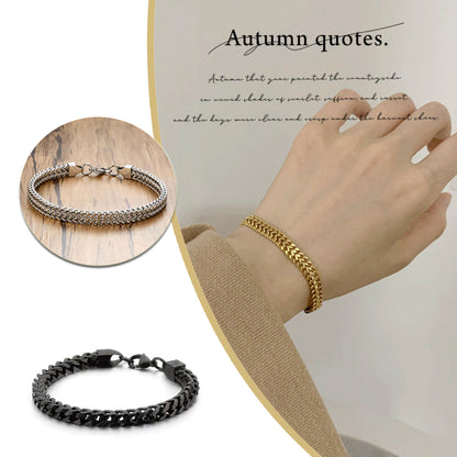 Thick Hemp Flower Chain Bracelet – 18K Gold Titanium Steel